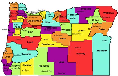 Oregon State County Map Myersresearchlinks