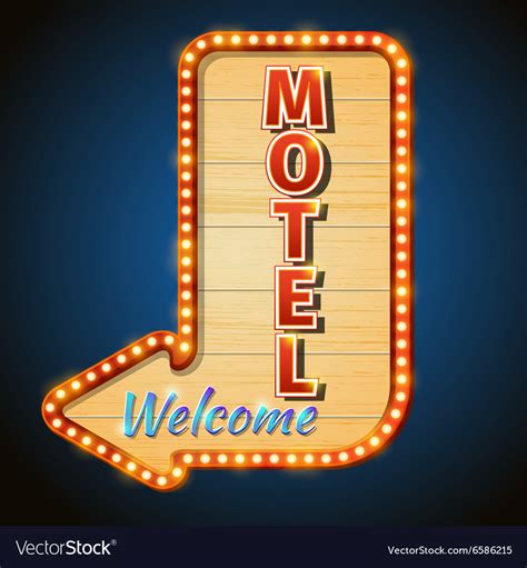 Neon Vintage Motel Sign With Light Bulbs Vector Image