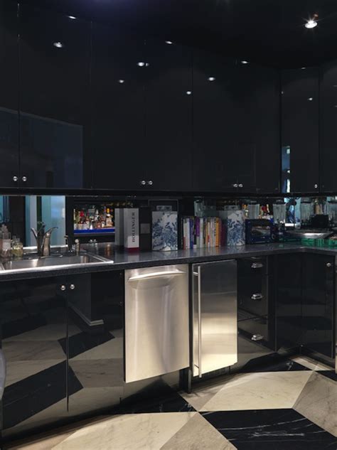 Black Lacquer Cabinets Contemporary Kitchen Miles Redd