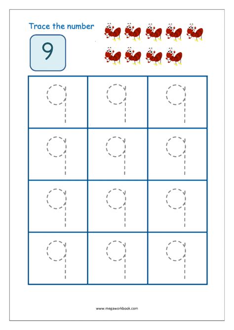 Tracing Numbers And Counting: 9 Worksheets | 99Worksheets