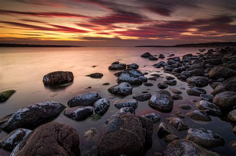 Wallpaper Sunset Sea Bay Rock Shore Sand Beach Sunrise Norway