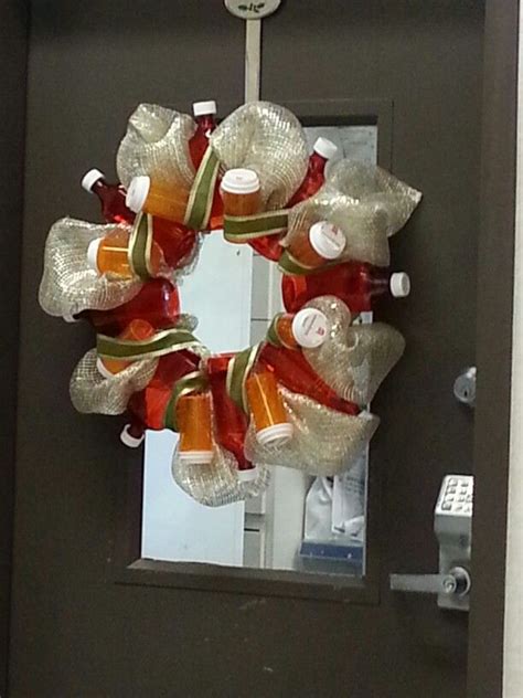 Pharmacy Wreath Medicine Bottle Crafts Christmas Door Decorating Contest Door Decorating Contest