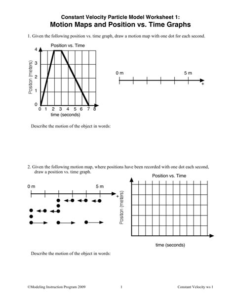 Finally students work in teams using an online graphing tool to create a velocity vs time graph to model the motion of an object. Motion Graphs Worksheet Science Class Net | Free Printables Worksheet