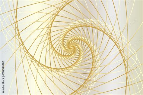 Twisted Abstract Wireframe Tunnel The Gold Spiral Line Golden Ratio