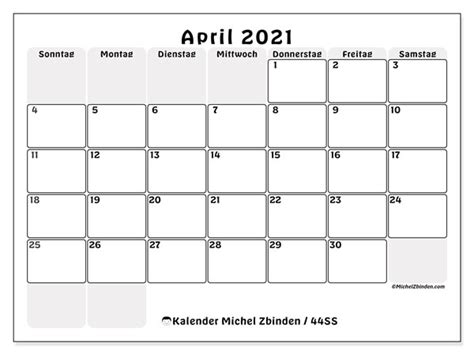 Kalender April 2021 Ss Michel Zbinden De Qualads