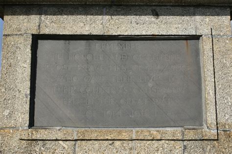 Penzance War Memorial With The British Army In Flanders And France