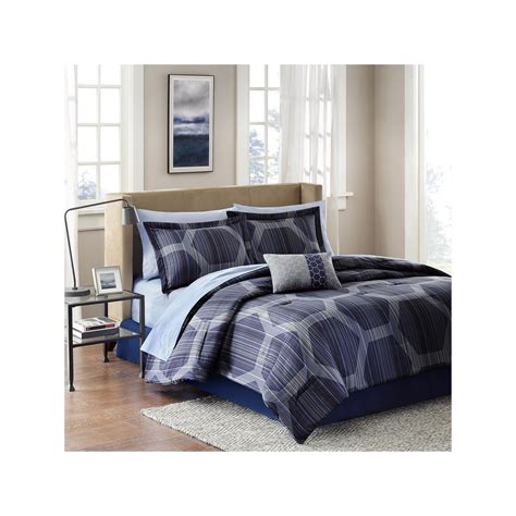 Madison Park Essentials Pierce Bed Set, Black | Blue comforter sets, Comforter sets, Bedding sets