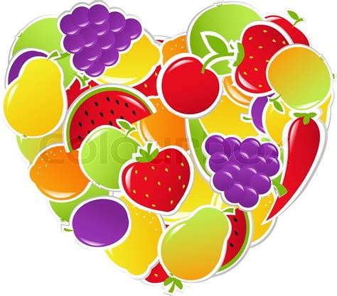 Heart From Fruit And Vegetables Vector Illustration Stock Vector