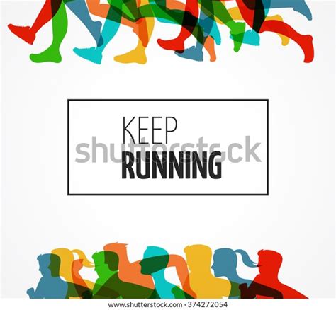 Running Marathon People Run Colorful Poster Stock Vector Royalty Free
