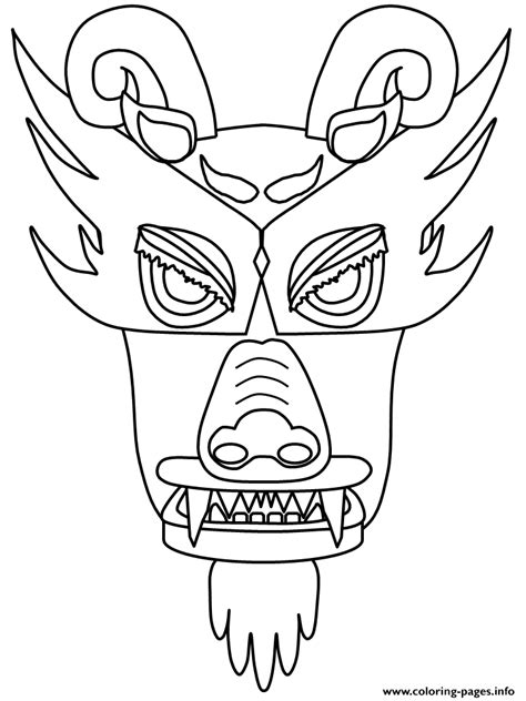 Chinese Dragon Face Coloring Pages Printable