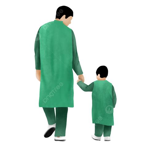 父子插画 穆斯林家庭 父亲 儿子素材圖案，psd和png圖片免費下載