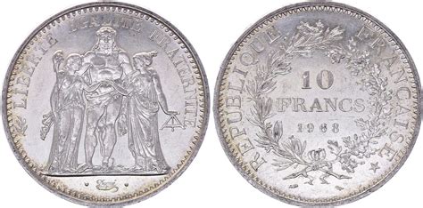 Coin France 10 Francs Hercules 1968 Silver