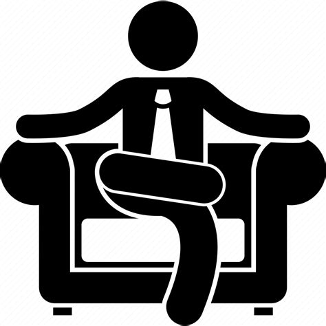 Boss Businessman Confident Employed Employment Self Sitting Icon
