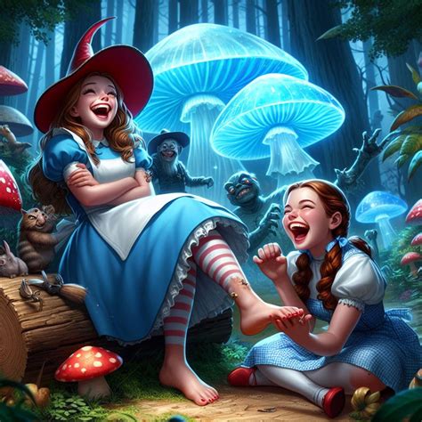 Wonderland Oz Crossover Dorothy Tickles Alice By Tool04 On Deviantart