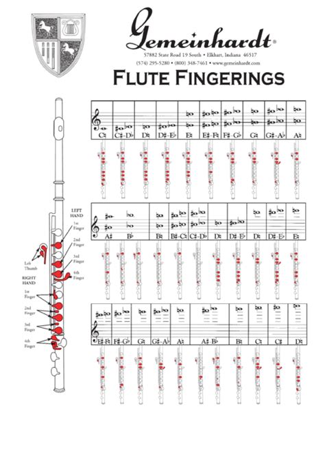 flute fingering chart printable