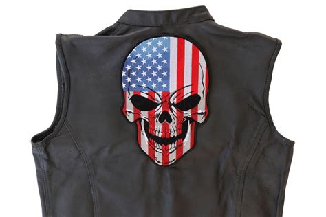 American Flag Skull Patch Large Skull Patches For Biker Jackets By