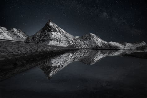 Online Crop Reflection Photography Of Mountain Alps Night Nature