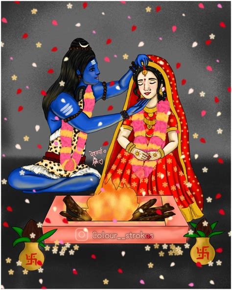 Shiv Vivah Shadi Pic Siva Parvathi Love Images God Illustrations