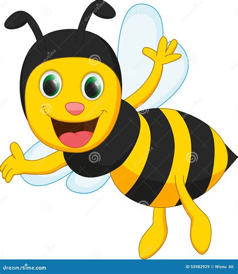 Happy Bee Cartoon Stock Vector Illustration Of Object 55982929