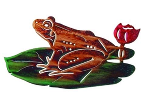 Home & garden , décor & accessories , art & wall decor. 15" Frog with Lily Pad Metal Wall Art - Wall Decor - Lazart