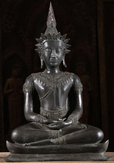 Sold Brass Meditating Khmer Buddha Statue 26 104t39 Hindu Gods