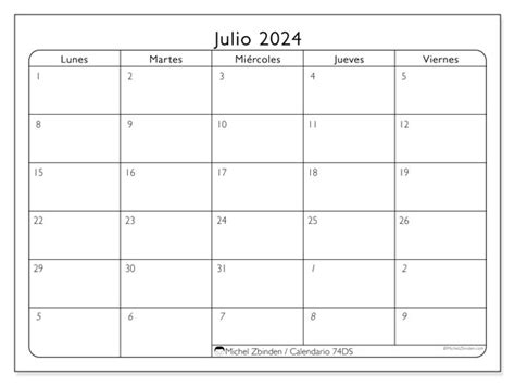 Calendario Julio 2024 Días Laborables Ds Michel Zbinden Us