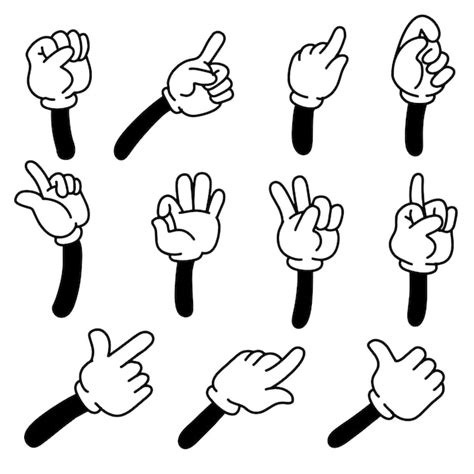 Premium Vector Cartoon Arms Doodle Gloved Pointing Hands Vintage
