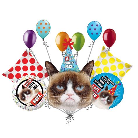 11 Pc Grumpy Cat Balloon Bouquet Party Decoration Happy Birthday Better