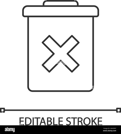 Delete Forever Button Linear Icon Dustbin Thin Line Illustration