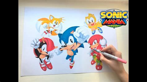 Speed Drawing Sonic Mania Plus Fan Art Youtube