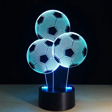 7 Colors Changing 3d Illusion Football Soccer Night Light 3d Visual