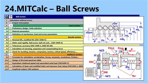 Ball Screw Calculation And Design Mitcalc 24 Youtube