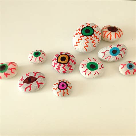 Painted Stones Eyeballs For Halloween Daisies And Pie