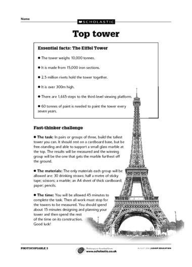 Eiffel Tower Facts And Activities Primary Ks2 Teaching Resource