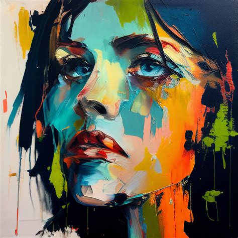Wall Art Print Expressive Woman Face In Oil Painting Abstract
