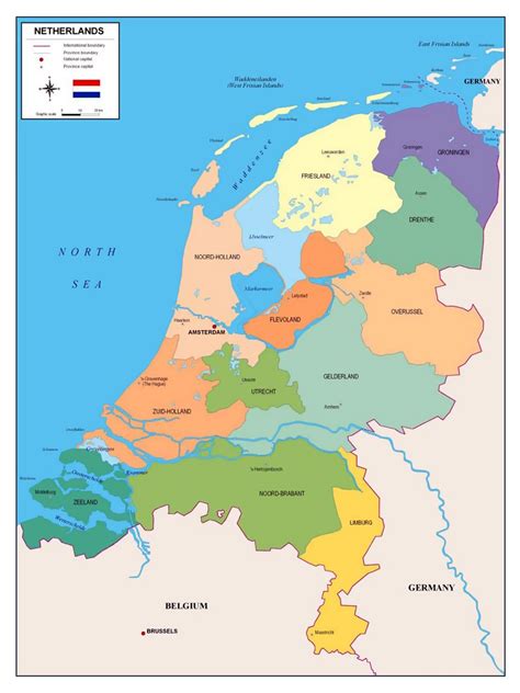 Political And Administrative Map Of Netherlands Netherlands Europe