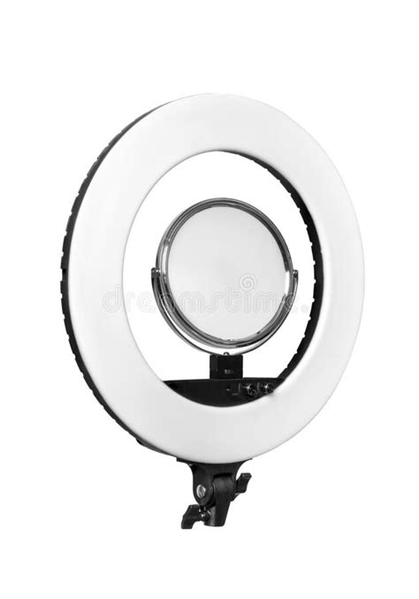 Closeup Of Circular Neon Led Lamp Isolated White Background Popular