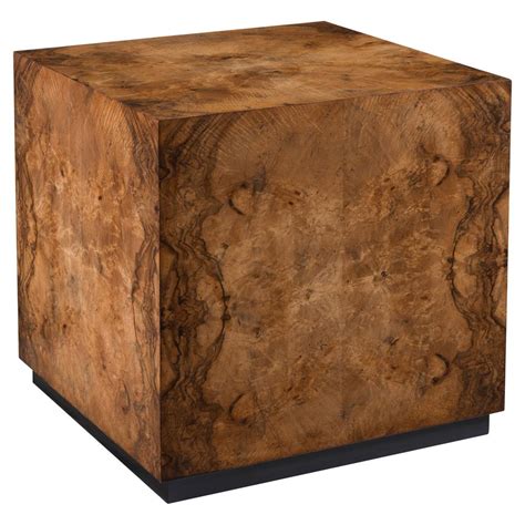 John Richard Kelvis Rustic Modern Walnut Burl Cube Coffee Table