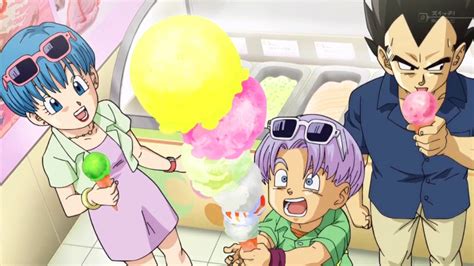 Enjoy ice cream immediately or transfer to a container, cover, and store in freezer for later. Vegeta Eating Ice Cream