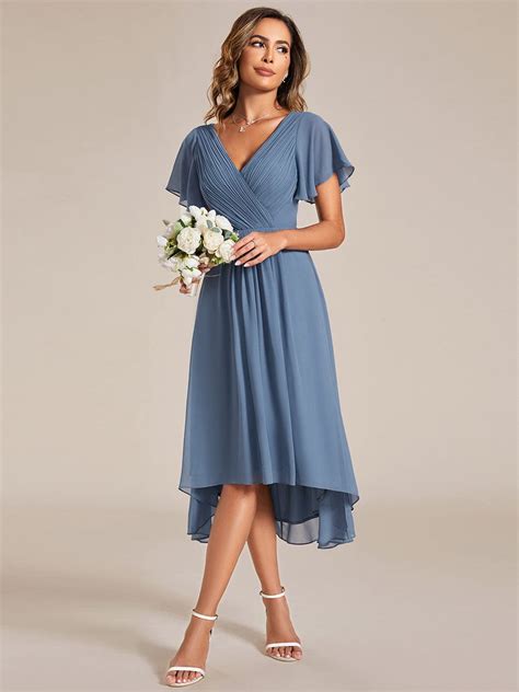 Chic V Neck High Low Wedding Guest Dress Bridesmaid Dress Ever