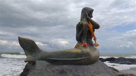Waves Bombs Tourists Songkhlas Golden Mermaid In Poor Health