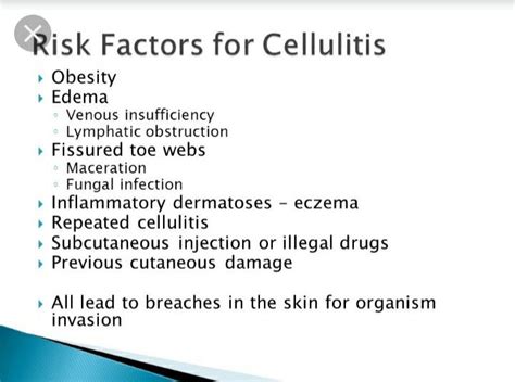 Risk Factors For Cellulitis Venous Insufficiency Subcutaneous