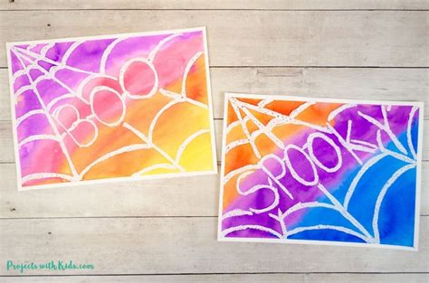 Watercolor Resist Spider Web Art Project For Halloween Projects With Kids