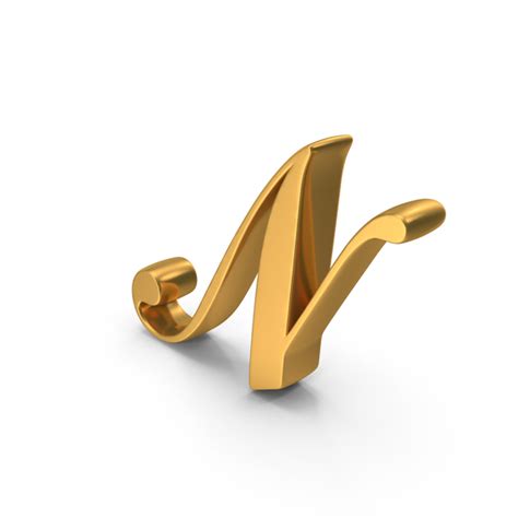 Capital N Cursive Opti Script Font Style Alphabet Gold Png Images