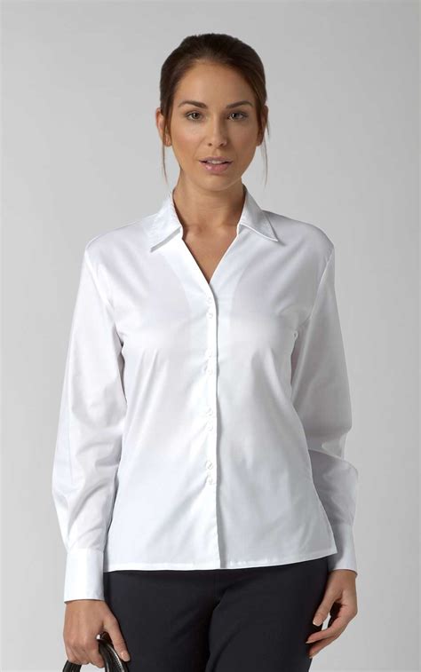 Freya Long Sleeve White Blouse Womens Work Plain Blouses And Shell