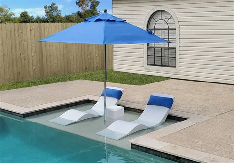 Luxury Lounger In Water Pool Chaise Lounge For Ledge Chairs With Cylinder Table White