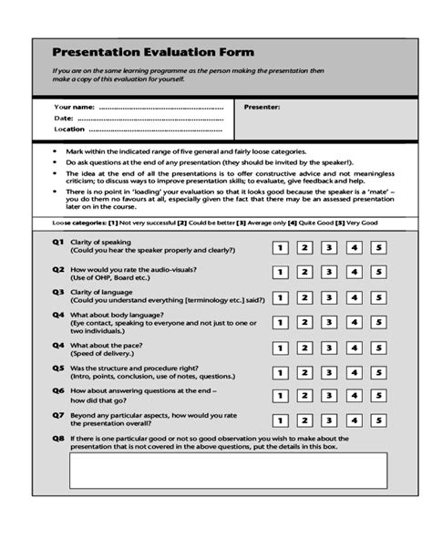 2022 Presentation Evaluation Form Fillable Printable Pdf And Forms