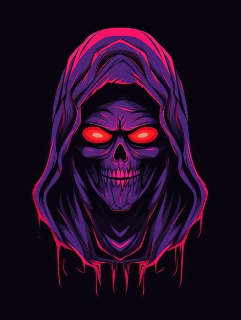 Premium Ai Image The Grim Reaper With Glowing Red Eyes On A Black