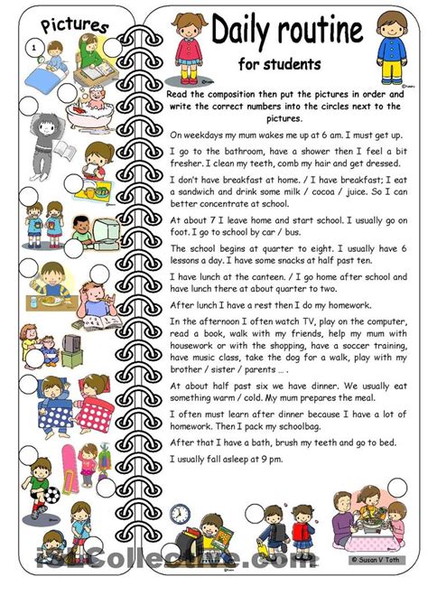 Daily Routines For Students Elementary With Key