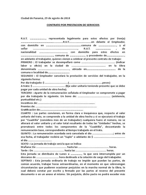 Ejemplo Contrato Para Contratista Pdf Derecho Laboral Arquitecto